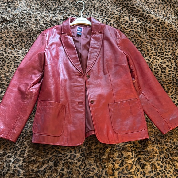 Red genuine leather jacket - Picture 1 of 4